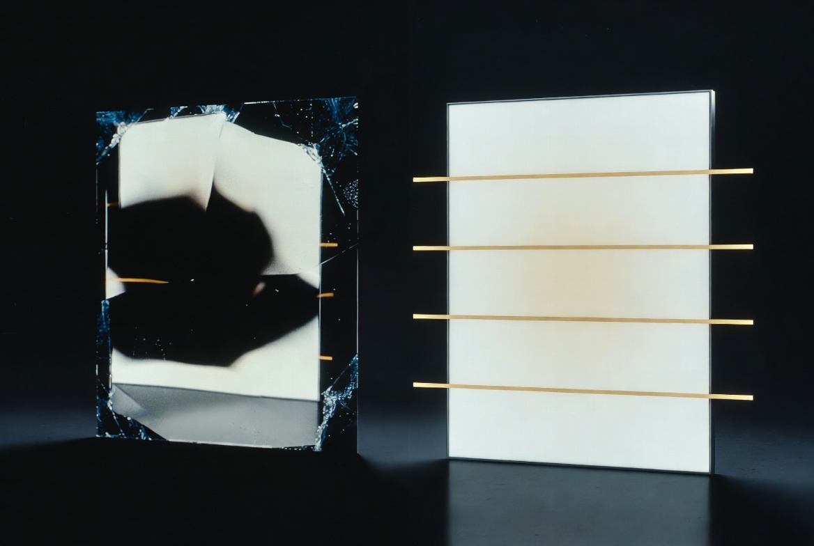 Two mirrors: one ungoverned (distorted, amplifying), one governed (clear, structured with five gold lines representing the Creed)